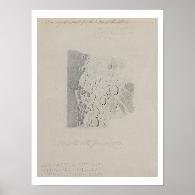 Póster Drawing for the map of the moon, 1794 (pencil on p (Frente)