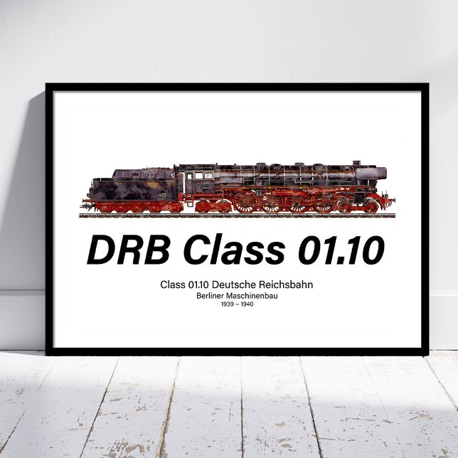 Póster DRB Class 01.10 Deutsche Reichsbahn Steam Train (DRB Class 01.10 Deutsche Reichsbahn Steam Train. Poster)