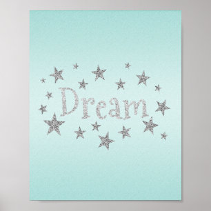 Póster Dream Aqua con Poster Purpurina plateado