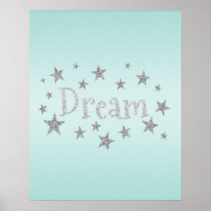 Póster Dream Aqua con Purpurina plateado