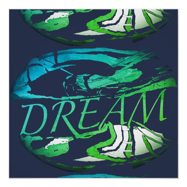 Póster "Dream" Aqua Light Green Resumen Inspirador (Anverso)