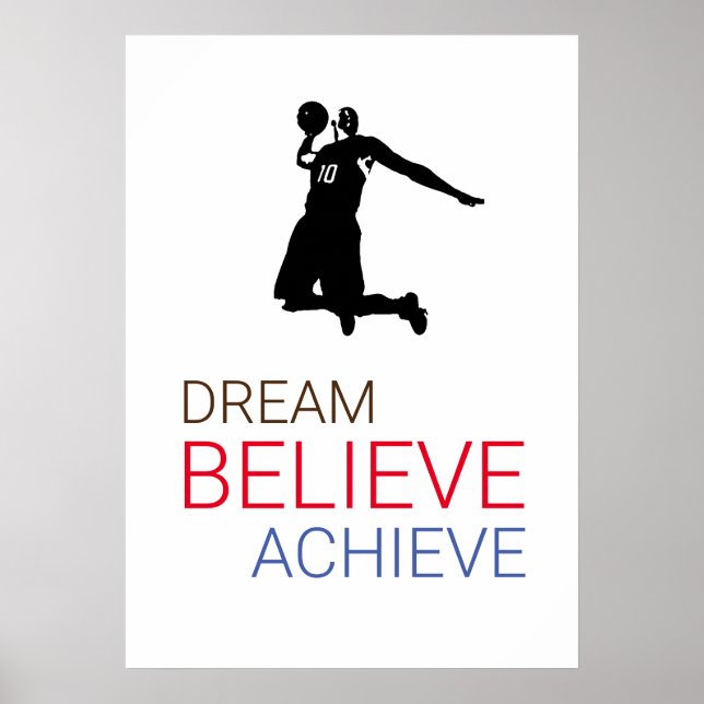 Póster Dream Believe Achieve Basketball (Frente)