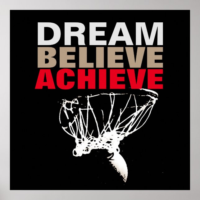 Póster Dream Believe Achieve Basketball Pop Art (Frente)