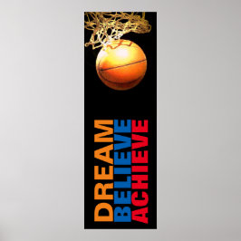 Póster Dream Believe Achieve Basketball Puerta Elegante