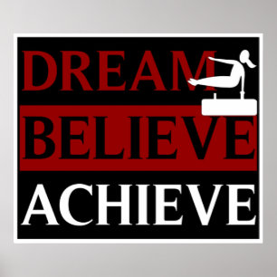 Póster Dream Believe Achieve Gymnastics Poster