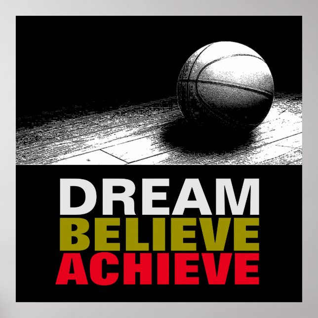 Póster Dream Believe Achieve Pop Art Poster de Baloncesto (Frente)
