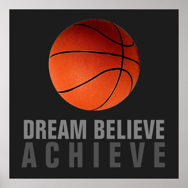 Póster Dream Believe Achive Naranja Gray Basketball (Frente)
