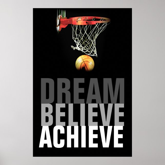 Póster Dream Believe Loeve Poster de presupuesto de básqu (Frente)