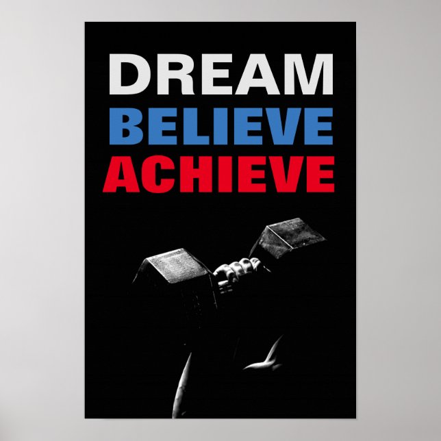 Póster Dream Believe Lograr Construcción de Cuerpos Motiv (Frente)