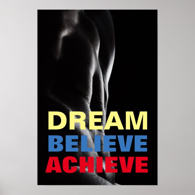 Póster Dream Believe Lograr Construcción de Cuerpos Motiv (Frente)