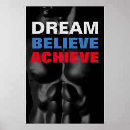 Póster Dream Believe Lograr Construcción de Cuerpos Motiv