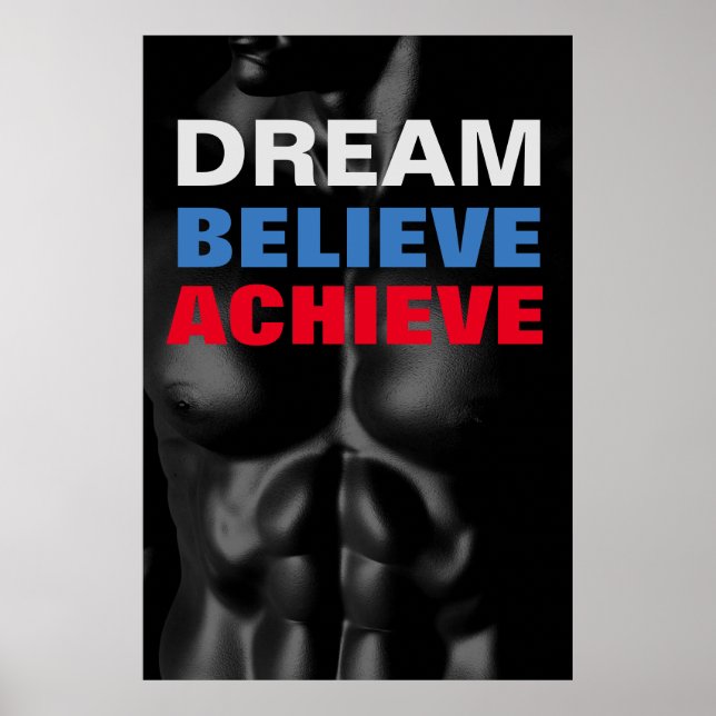 Póster Dream Believe Lograr Construcción de Cuerpos Motiv (Frente)