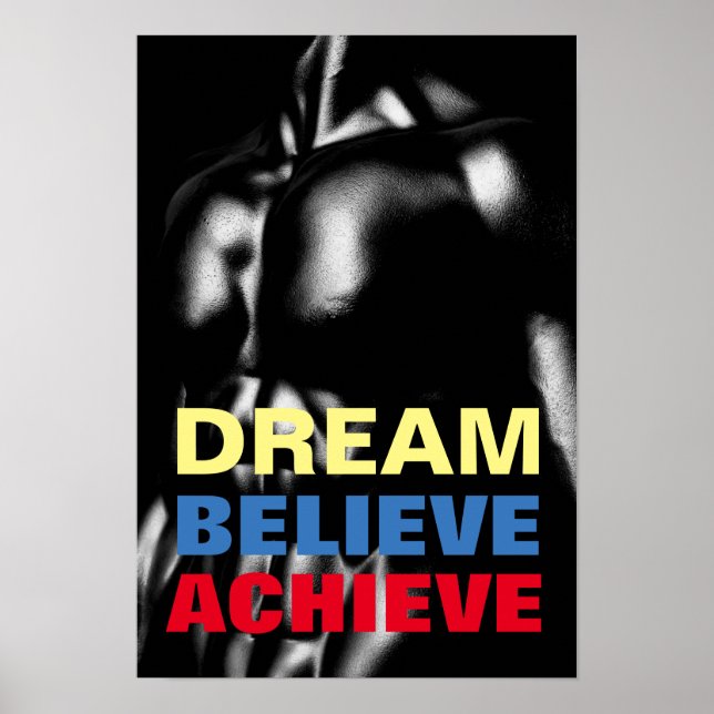 Póster Dream Believe Lograr Construcción de Cuerpos Motiv (Frente)