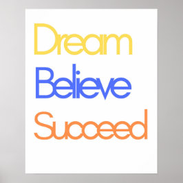 Póster Dream Believe Succeed Motivation Retro Colorful