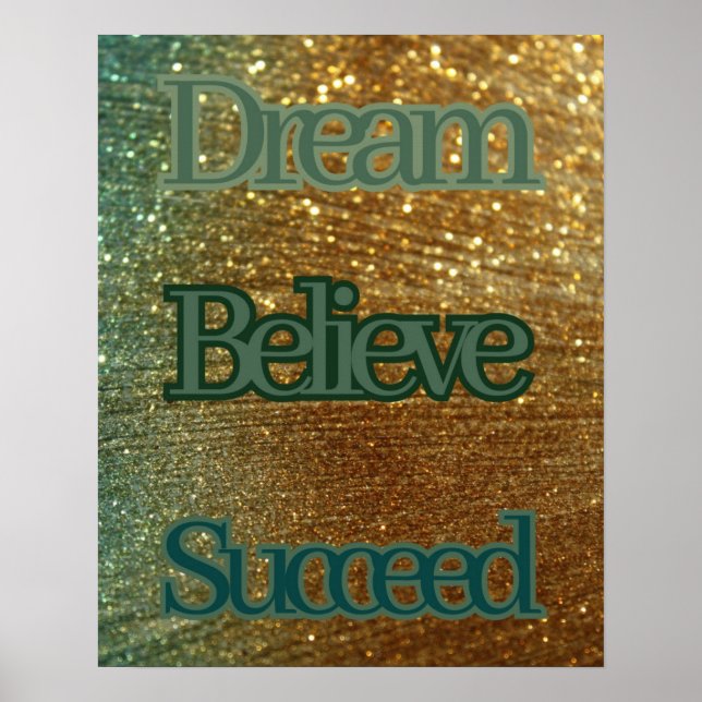 Póster Dream Believe Succeed Motivational Typography (Frente)
