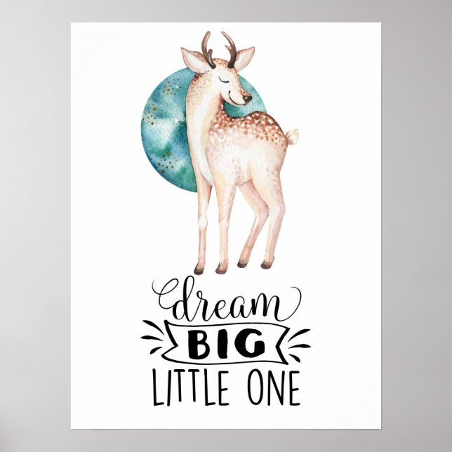 Póster Dream Big Deer Nursery Art (Frente)