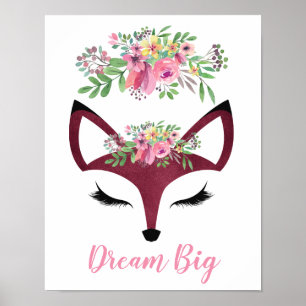 Póster "Dream Big" Girly Fox