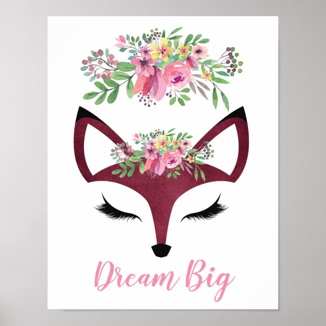 Póster "Dream Big" Girly Fox (Frente)