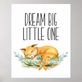Póster Dream Big Little One, Sleeping Fox Print