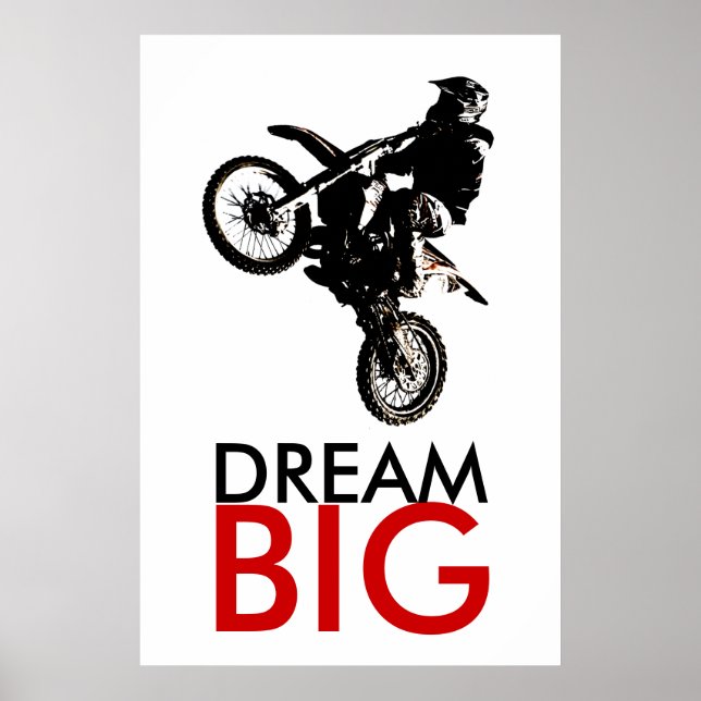 Póster Dream Big Motorcyle Sport Achievation Motivational (Frente)