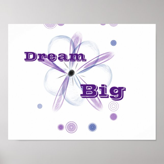 Póster Dream Big Personalizado Flower Art Poster Inspirad (Frente)