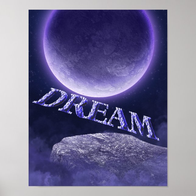 Póster Dream Blue Moon Fantasy Inspirador (Frente)