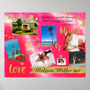 Póster Dream it Live It Vision Board Poster Gold Confetti