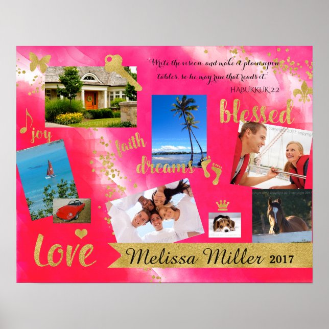 Póster Dream it Live It Vision Board Poster Gold Confetti (Frente)