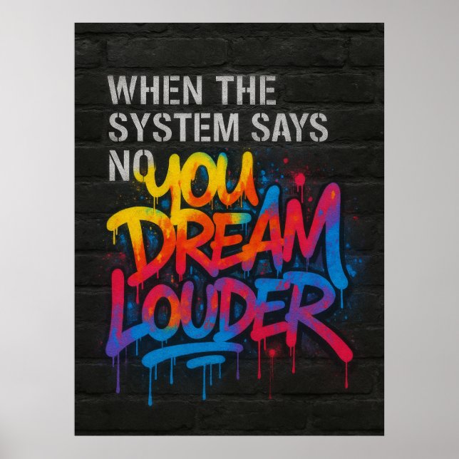 Póster Dream Louder, Graffiti Style Motivation Poster (Frente)