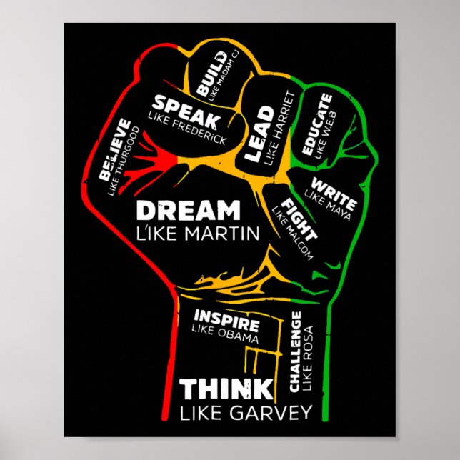 Póster Dream Think Speak Black History Month Hand Strong  (Frente)