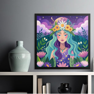 Póster Dreamer cósmico Poster de belleza de fantasía ilus