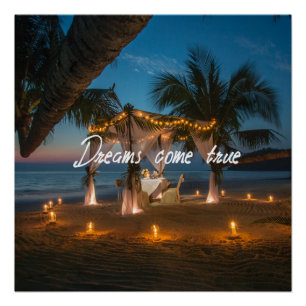 Póster Dreams Come True - Cena con velas encendidas en un