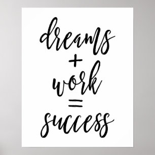 Póster Dreams + Work = Success Poster
