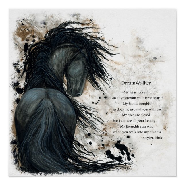 Póster DreamWalker Friesian Horse Poema De Bihrle (Anverso)