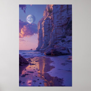 Póster Dreamy Beach Vaporwave Landscape Poster con Rich