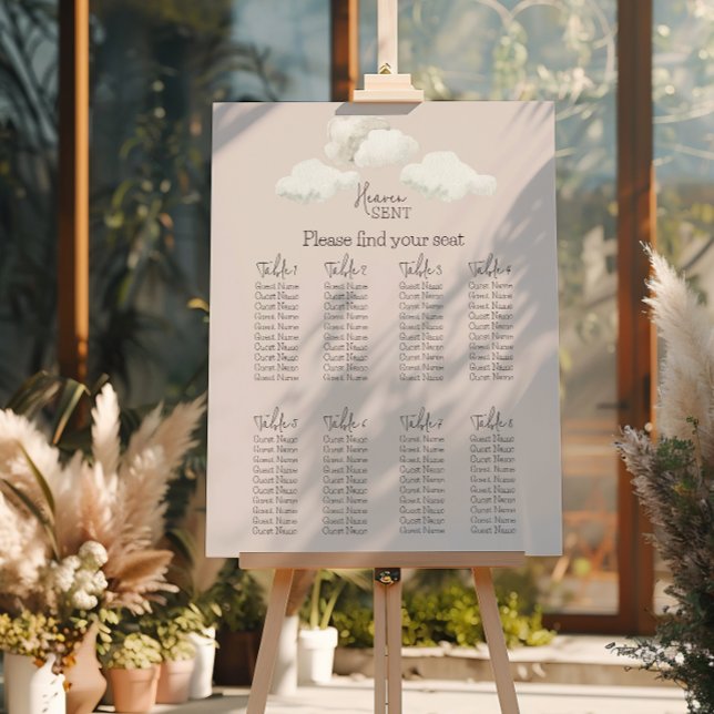 Póster Dreamy Beige Heaven Sent Gender Reveal Seating (Subido por el creador)