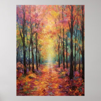 Póster Dreamy Fall Forest Walk Bella Artes