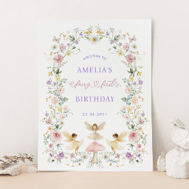 Póster Dreamy Floral Fairy First First Birthday Welcome