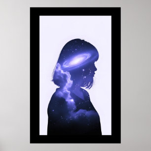 Póster Dreamy Galaxy Silhouette