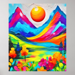 Póster Dreamy Mountain Majesty Painting