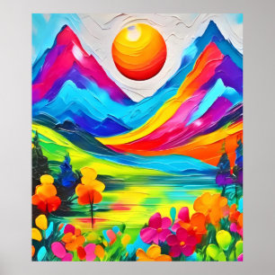 Póster Dreamy Mountain Majesty Painting
