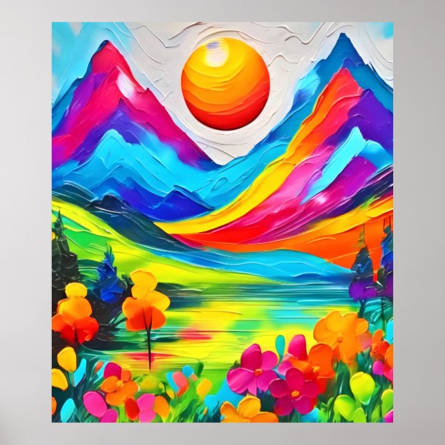 Póster Dreamy Mountain Majesty Painting (Frente)