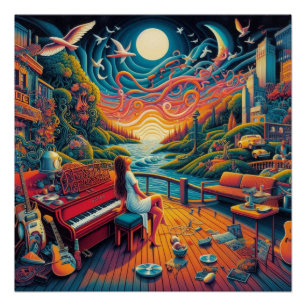 Póster Dreamy Riverfront Harmony