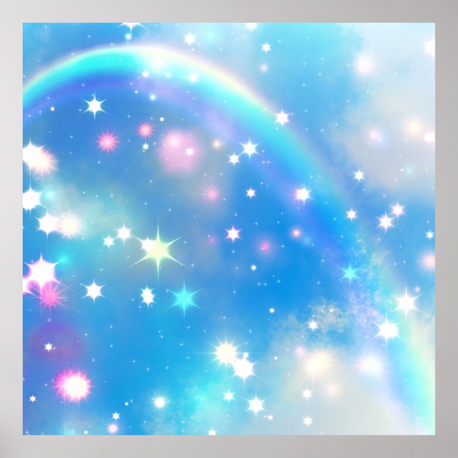 Póster Dreamy Sparkle Rainbow Unicorn Sky (Frente)