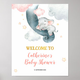 Póster Dreamy Stars Elephant Chica Baby Shower
