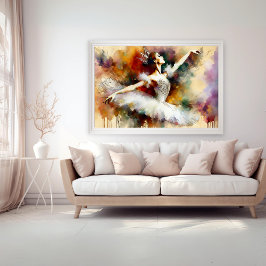 Póster Dreamy Watercolor Ballerina Princesa Poster