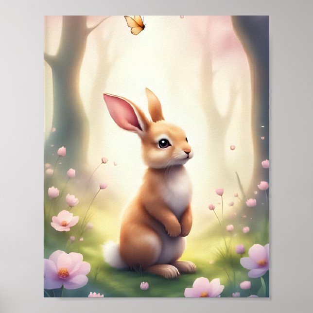 Póster Dreamy Woodland Bunny Nursery Baby&Kids (Frente)