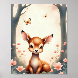 Póster Dreamy Woodland Deer Nursery Baby & Kids