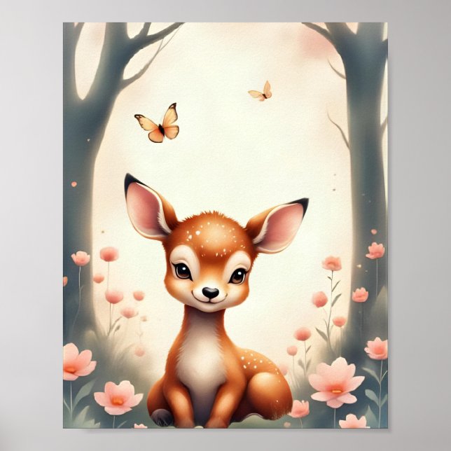 Póster Dreamy Woodland Deer Nursery Baby & Kids (Frente)