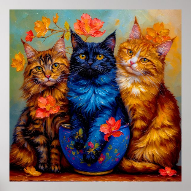 Póster Drei Maine-Coon-Gefährten Portrait (Frente)